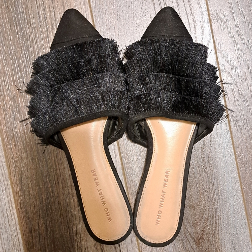 Who What Wear Party Ready Holiday Fringe Mules